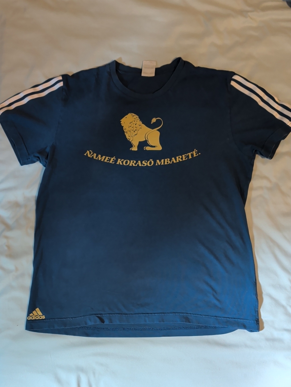 Adidas L Navy Tee Asociacion Paraguaya De Futbol with White Stripes